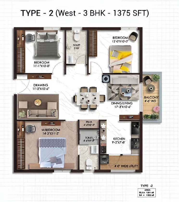 4 BHK West Facing